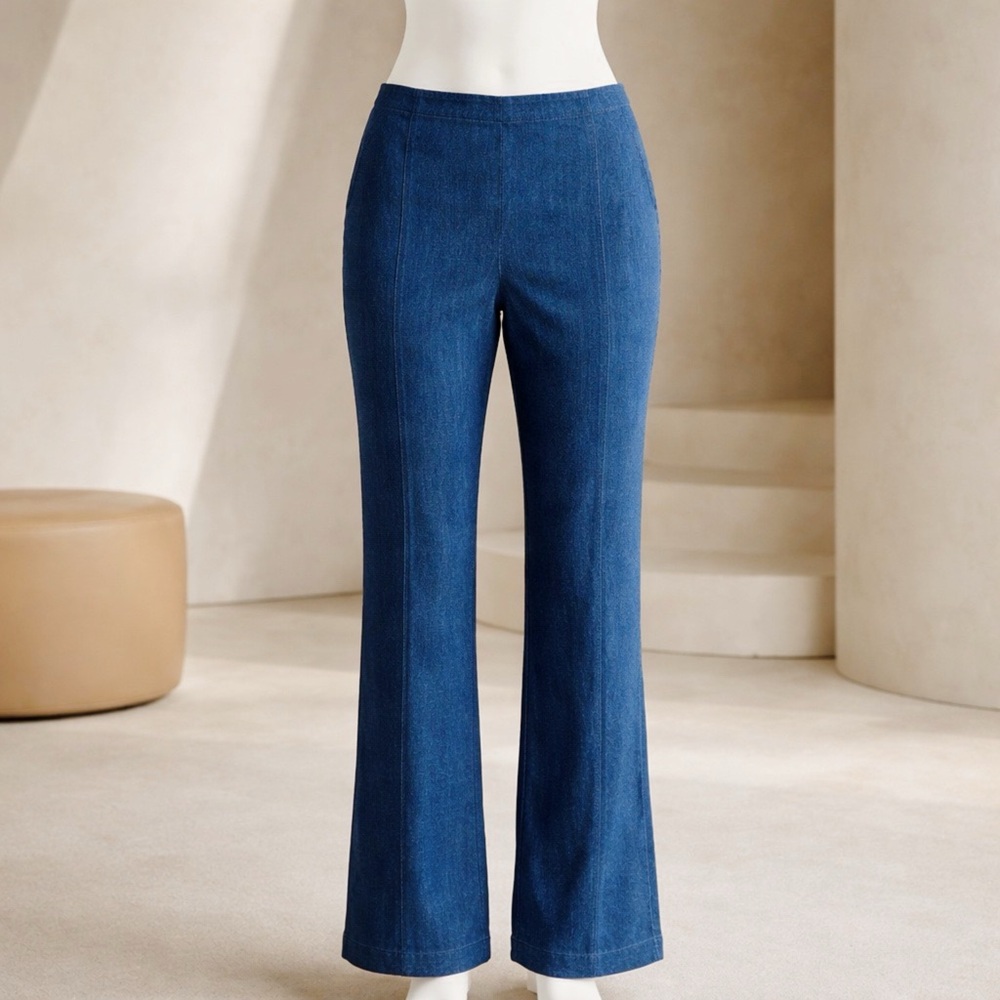 INC International Concepts Dark Blue Flare Crop Jeans
